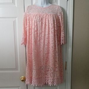 Chasing Fireflies girls pink lace dress  Sz XL (14/16) NWOT